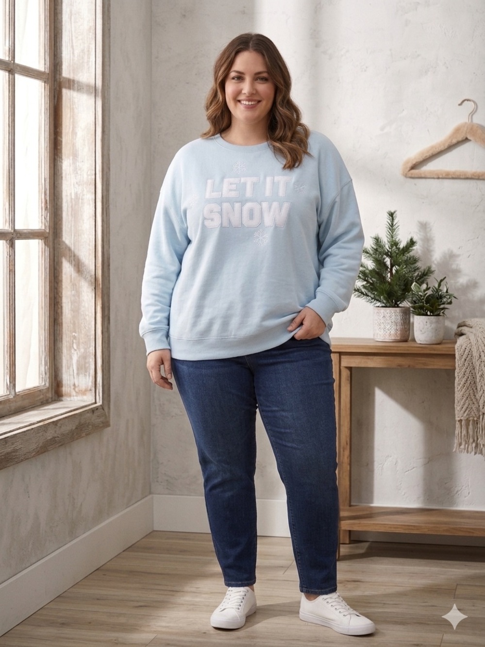 TRU SELF Light Blue "Let It Snow" Sweatshirt. Size 3XL